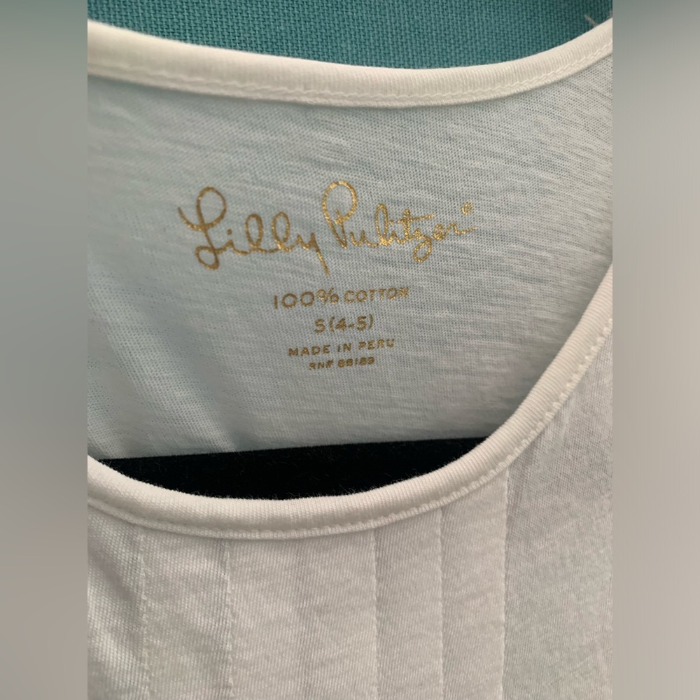 Lilly Pulitzer, cream color tank top with pleated front of shirt. - Picture 3 of 9